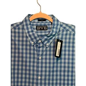 NWT Stitch Fix RYE Long Sleeve Button-Down Shirt Blue Gingham XL